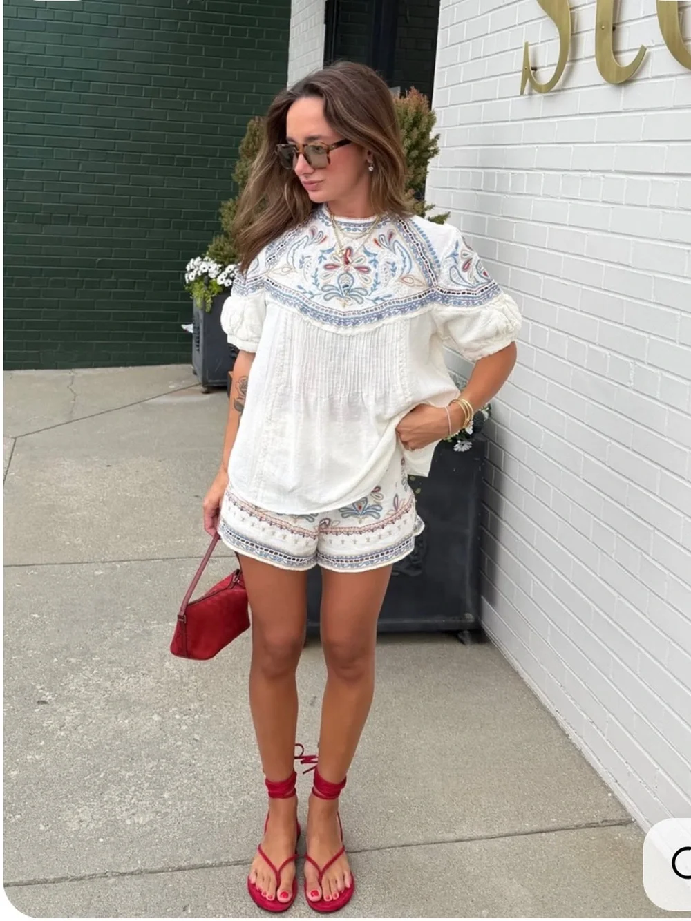 ZARA Embroidered Top and Short SET